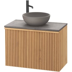 Ben Linea voorgemonteerd badmeubel incl. beton grijze waskom 80cm eiken naturel/grijs beton kraangat links