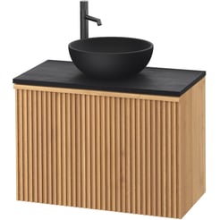 Ben Linea voorgemonteerd badmeubel incl. zwart betonnen waskom 80cm eiken naturel/zwart beton kraangat links