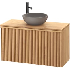 Ben Linea voorgemonteerd badmeubel incl. beton grijze waskom 100cm eiken naturel kraangat links