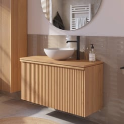 Ben Linea voorgemonteerd badmeubel incl. solid surface waskom 100cm eiken naturel kraangat rechts