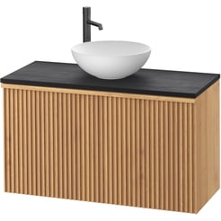 Ben Linea voorgemonteerd badmeubel incl. solid surface waskom 100cm eiken naturel/zwart beton kraangat links