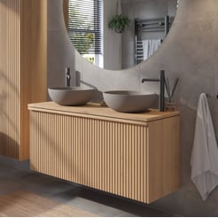 Ben Linea voorgemonteerd badmeubel incl. beton grijze waskommen 120cm eiken naturel