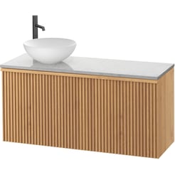 Ben Linea voorgemonteerd badmeubel incl. solid surface waskom links 120cm eiken naturel/marmer