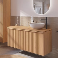 Ben Linea voorgemonteerd badmeubel incl. solid surface waskom rechts 120cm eiken naturel