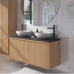 Ben Linea voorgemonteerd badmeubel incl. solid surface waskommen 120cm eiken naturel/zwart beton
