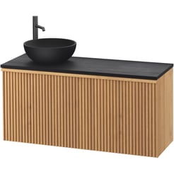 Ben Linea voorgemonteerd badmeubel incl. zwart betonnen waskom links 120cm eiken naturel/zwart beton