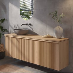 Ben Linea voorgemonteerd badmeubel incl. beton grijze waskom links 160cm eiken naturel