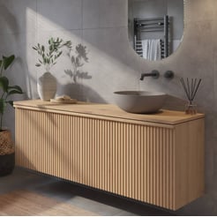Ben Linea voorgemonteerd badmeubel incl. beton grijze waskom rechts 160cm eiken naturel