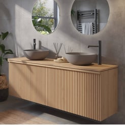 Ben Linea voorgemonteerd badmeubel incl. beton grijze waskommen 160cm eiken naturel