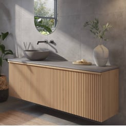 Ben Linea voorgemonteerd badmeubel incl. beton grijze waskom links 160cm eiken naturel/grijs beton