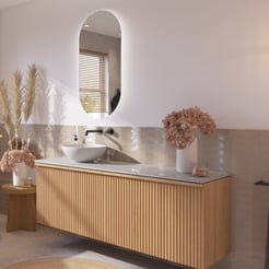 Ben Linea voorgemonteerd badmeubel incl. solid surface waskom links 160cm eiken naturel/marmer