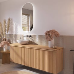 Ben Linea voorgemonteerd badmeubel incl. solid surface waskom links 160cm eiken naturel