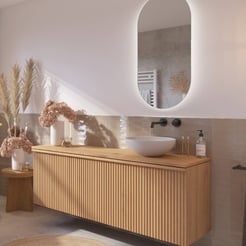 Ben Linea voorgemonteerd badmeubel incl. solid surface waskom rechts 160cm eiken naturel