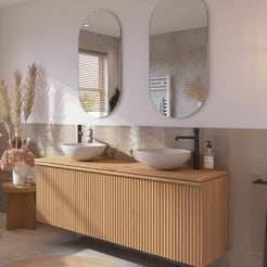 Ben Linea voorgemonteerd badmeubel incl. solid surface waskommen 160cm eiken naturel