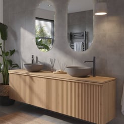 Ben Linea voorgemonteerd badmeubel incl. beton grijze waskommen 200cm eiken naturel