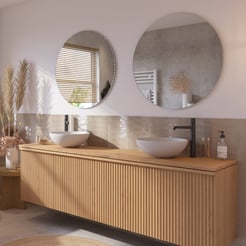 Ben Linea voorgemonteerd badmeubel incl. solid surface waskommen 200cm eiken naturel