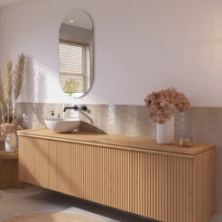 Ben Linea voorgemonteerd badmeubel incl. solid surface waskom links 200cm eiken naturel
