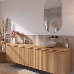 Ben Linea voorgemonteerd badmeubel incl. solid surface waskom rechts 200cm eiken naturel