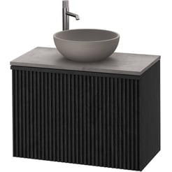 Ben Linea voorgemonteerd badmeubel incl. beton grijze waskom 80cm eiken zwart/grijs beton kraangat links