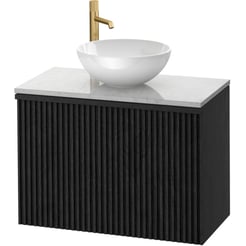 Ben Linea voorgemonteerd badmeubel incl. keramische waskom 80cm eiken zwart/marmer kraangat links
