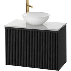 Ben Linea voorgemonteerd badmeubel incl. solid surface waskom 80cm eiken zwart/marmer kraangat links