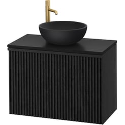 Ben Linea voorgemonteerd badmeubel incl. zwart betonnen waskom 80cm eiken zwart kraangat links