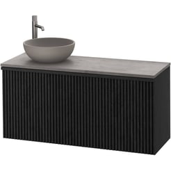 Ben Linea voorgemonteerd badmeubel incl. beton grijze waskom links 120cm eiken zwart/grijs beton