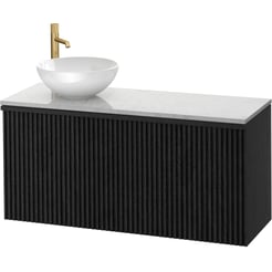 Ben Linea voorgemonteerd badmeubel incl. keramische waskom links 120cm eiken zwart/marmer