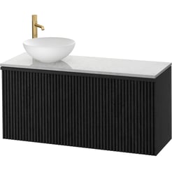 Ben Linea voorgemonteerd badmeubel incl. solid surface waskom links 120cm eiken zwart/marmer