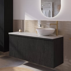 Ben Linea voorgemonteerd badmeubel incl. solid surface waskom rechts 120cm eiken zwart/marmer