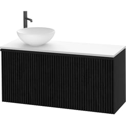 Ben Linea voorgemonteerd badmeubel incl. solid surface waskom links 120cm eiken zwart/mat wit