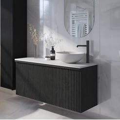 Ben Linea voorgemonteerd badmeubel incl. solid surface waskom rechts 120cm eiken zwart/mat wit