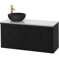Ben Linea voorgemonteerd badmeubel incl. zwart betonnen waskom links 120cm eiken zwart/marmer