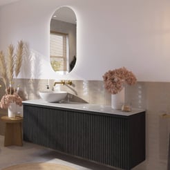 Ben Linea voorgemonteerd badmeubel incl. solid surface waskom links 160cm eiken zwart/marmer
