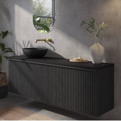 Ben Linea voorgemonteerd badmeubel incl. zwart betonnen waskom links 160cm eiken zwart