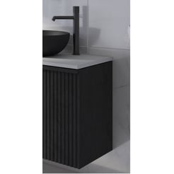 Ben Linea voorgemonteerd badmeubel incl. zwart betonnen waskommen 160cm eiken zwart/mat wit
