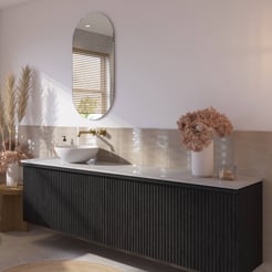 Ben Linea voorgemonteerd badmeubel incl. solid surface waskom links 200cm eiken zwart/marmer