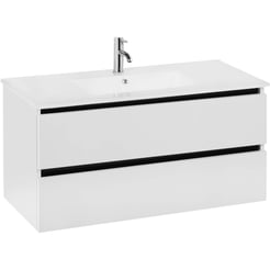 Ben Limara Wastafelmeubelset 100cm Glans Wit/Mat Zwart