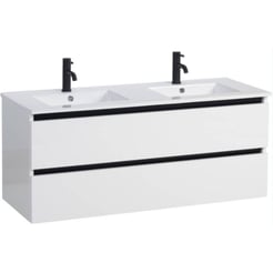 Ben Limara Wastafelmeubelset 121x46,5x52 cm Glans Wit, Greeplijst Mat Zwart