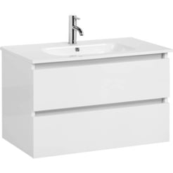 Ben Limara Wastafelmeubelset 101x46,5x52 cm Glans Wit, Greeplijst Alu