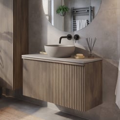 Ben Linea badmeubel met grijs betonnen waskom 100cm eiken grijs