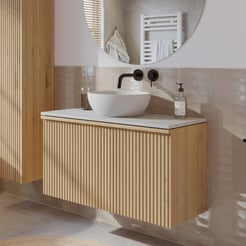 Ben Linea badmeubel met solid surface waskom 100cm eiken naturel/carrera
