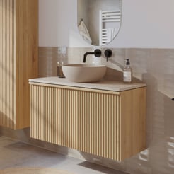 Ben Linea badmeubel met beige betonnen waskom 100cm eiken naturel