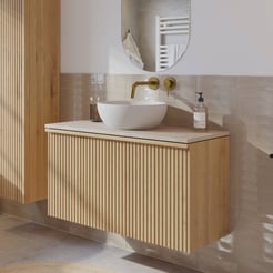 Ben Linea badmeubel met solid surface waskom 100cm eiken naturel/beige beton