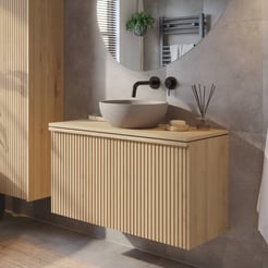 Ben Linea badmeubel met grijs betonnen waskom 100cm eiken naturel