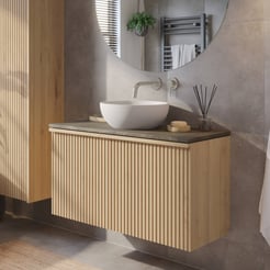 Ben Linea badmeubel met solid surface waskom 100cm eiken naturel/groen beton