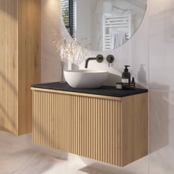 Ben Linea badmeubel met solid surface waskom 100cm eiken naturel/zwart beton