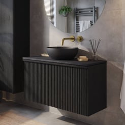 Ben Linea badmeubel met zwart betonnen waskom 100cm eiken zwart/zwart beton