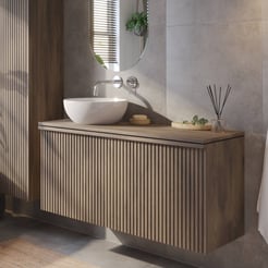 Ben Linea badmeubel met keramische waskom 120cm links eiken grijs