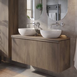 Ben Linea badmeubel met keramische waskommen 120cm eiken grijs